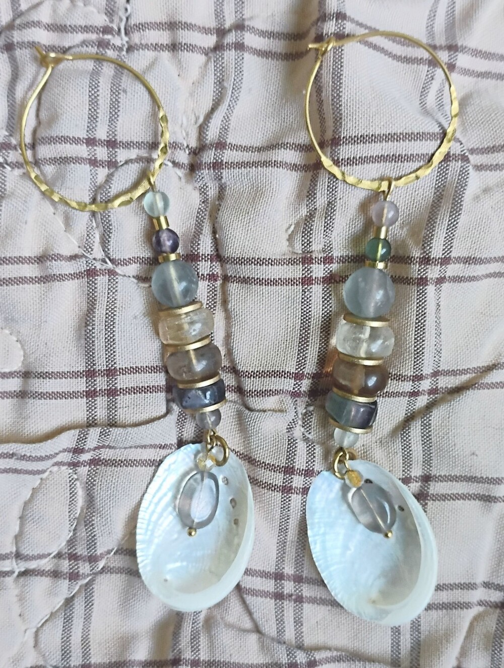 Handmade 'Fluorite On The Half Shell' Statement Earrings